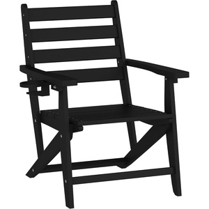 image:imageFlash Furniture Tolleson Adirondack Dining Chair with Cup Holder Commercial Weather Resistant Recycled HDPE Adirondack Chair Fold Out Cupholder GrayBlack