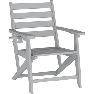 image:imageFlash Furniture Tolleson Adirondack Dining Chair with Cup Holder Commercial Weather Resistant Recycled HDPE Adirondack Chair Fold Out Cupholder GrayGrey