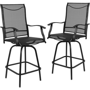 image:imageFlash Furniture Valerie Patio Bar Height Stools Set of 2 AllWeather Textilene Swivel Patio Stools with High Back amp Armrests in RedBlack