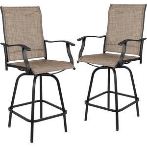 image:imageFlash Furniture Valerie Patio Bar Height Stools Set of 2 AllWeather Textilene Swivel Patio Stools with High Back amp Armrests in RedBrown