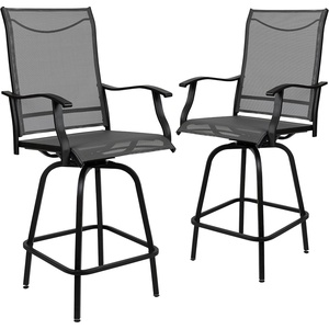 image:imageFlash Furniture Valerie Patio Bar Height Stools Set of 2 AllWeather Textilene Swivel Patio Stools with High Back amp Armrests in RedGrey