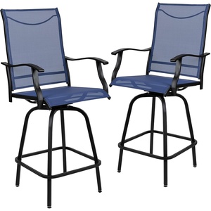 image:imageFlash Furniture Valerie Patio Bar Height Stools Set of 2 AllWeather Textilene Swivel Patio Stools with High Back amp Armrests in RedNavy