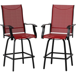 image:imageFlash Furniture Valerie Patio Bar Height Stools Set of 2 AllWeather Textilene Swivel Patio Stools with High Back amp Armrests in RedRed
