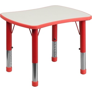 image:imageFlash Furniture Wren 21875W x 26625L Rectangular Green Plastic Height Adjustable Activity Table with Grey TopRed