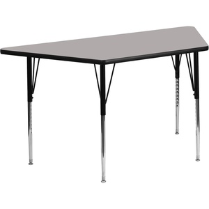 image:imageFlash Furniture Wren 225W x 45L Trapezoid Oak HP Laminate Activity Table  Standard Height Adjustable LegsGrey