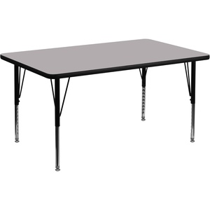 image:imageFlash Furniture Wren 30W x 48L Rectangular Grey Thermal Laminate Activity Table  Height Adjustable Short LegsGrey