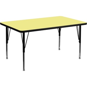 image:imageFlash Furniture Wren 30W x 48L Rectangular Grey Thermal Laminate Activity Table  Height Adjustable Short LegsYellow