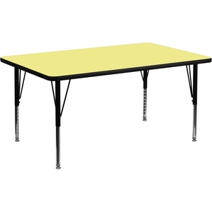 image:imageFlash Furniture Wren 30W x 60L Rectangular Yellow Thermal Laminate Activity Table  Height Adjustable Short LegsYellow