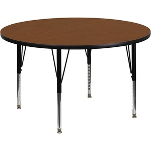 image:imageFlash Furniture Wren 48 Round Grey HP Laminate Activity Table  Height Adjustable Short LegsOak