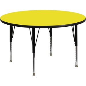 image:imageFlash Furniture Wren 48 Round Grey HP Laminate Activity Table  Height Adjustable Short LegsYellow