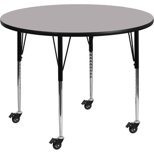image:imageFlash Furniture Wren Mobile 48 Round Grey Thermal Laminate Activity Table  Standard Height Adjustable LegsGrey