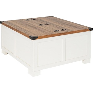 image:imageFlash Furniture Wyatt Farmhouse Coffee Table with Storage Square Coffee Table with Hinged Lift Top and Hidden Storage 3575 Square TwoToned WhiteRustic OakWhite