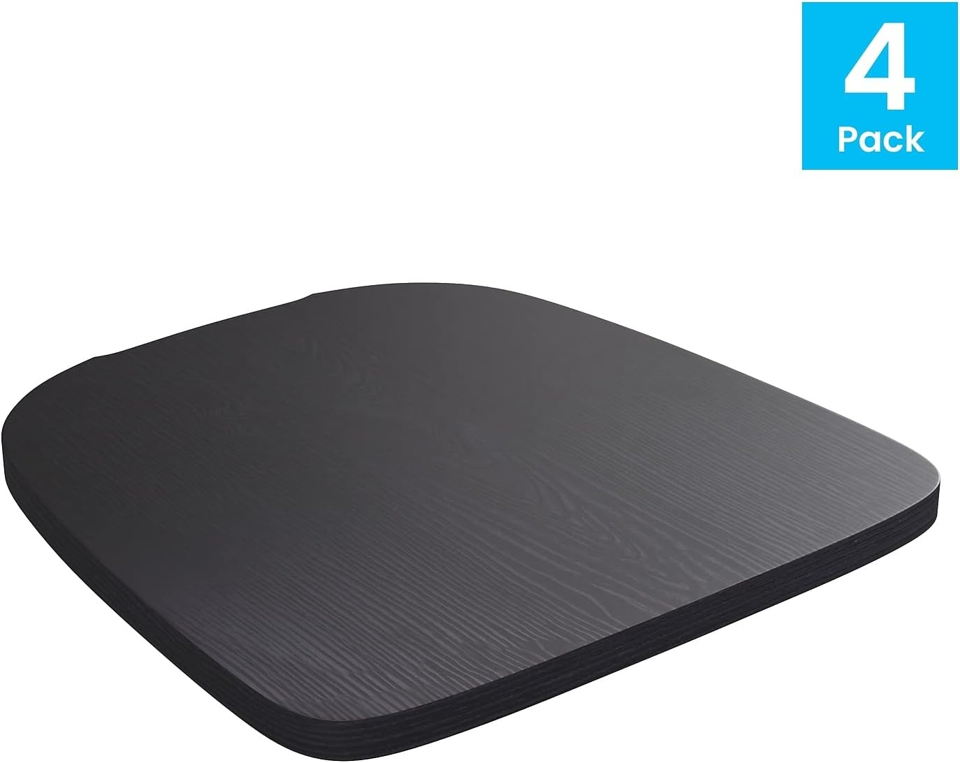 image:imageFlash Furniture Perry Set of 4 Poly Resin Wood Seat  Mint Polystyrene  Rounded Edges for Comfort  For Colorful Metal Chairs and Stools  IndoorOutdoorBlack