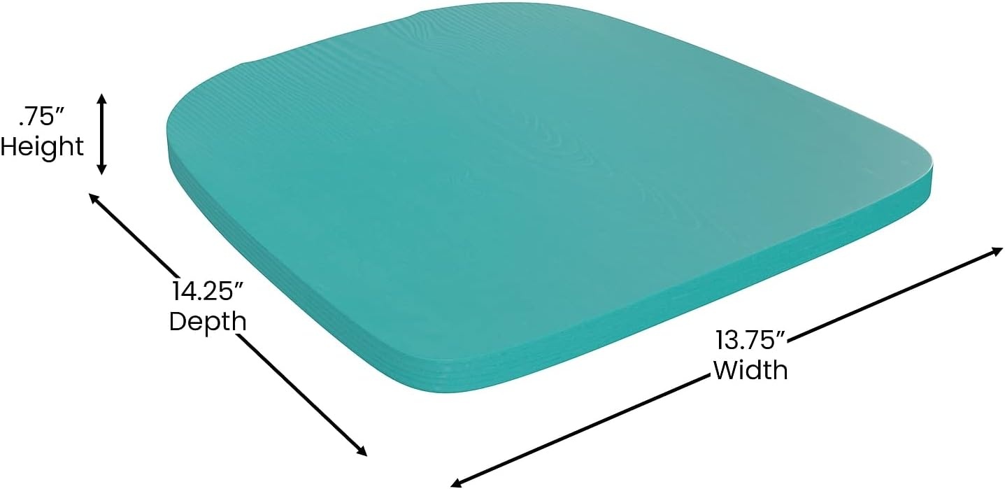 image:imageFlash Furniture Perry Set of 4 Poly Resin Wood Seat  Mint Polystyrene  Rounded Edges for Comfort  For Colorful Metal Chairs and Stools  IndoorOutdoorMint