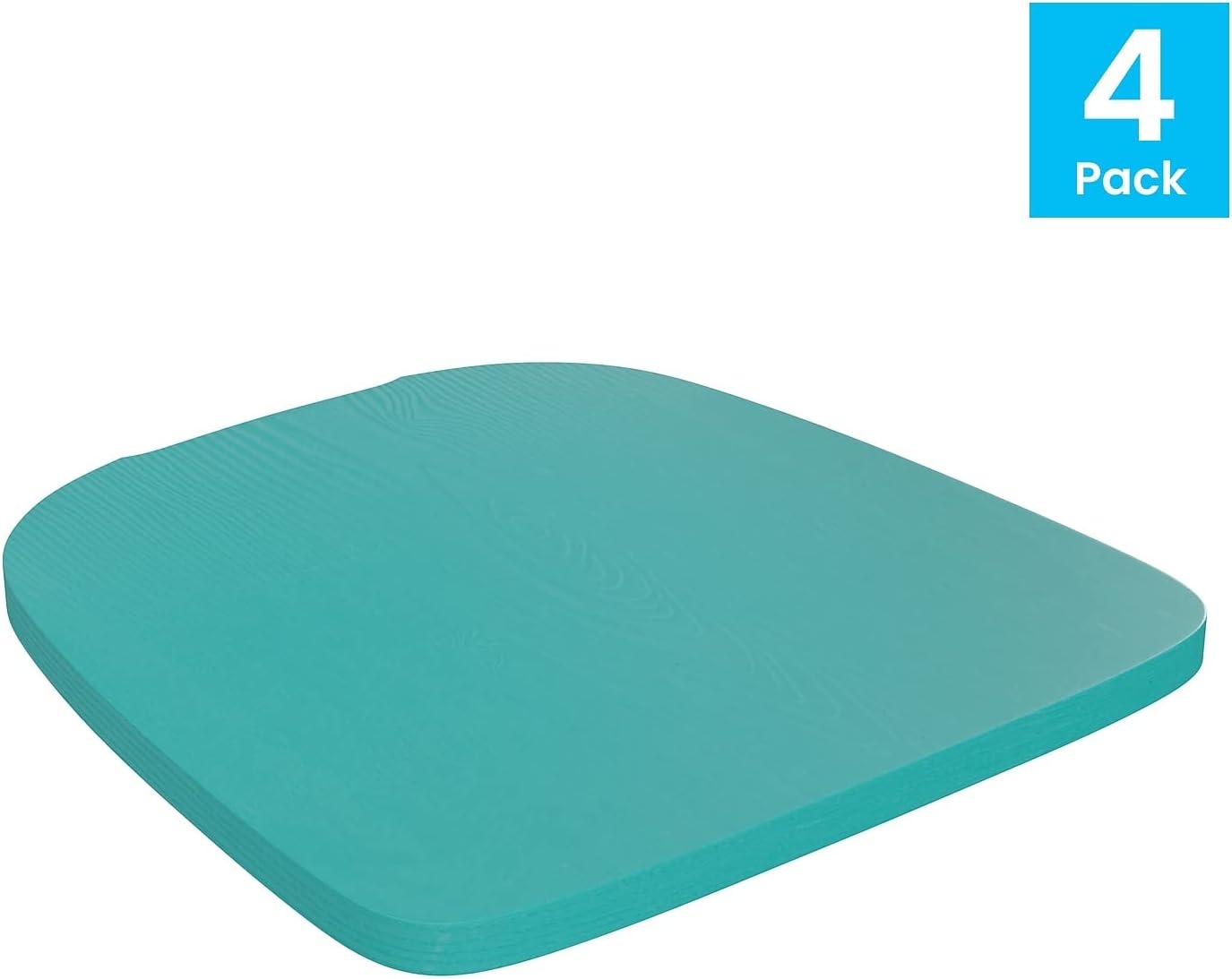 image:imageFlash Furniture Perry Set of 4 Poly Resin Wood Seat  Mint Polystyrene  Rounded Edges for Comfort  For Colorful Metal Chairs and Stools  IndoorOutdoorMint