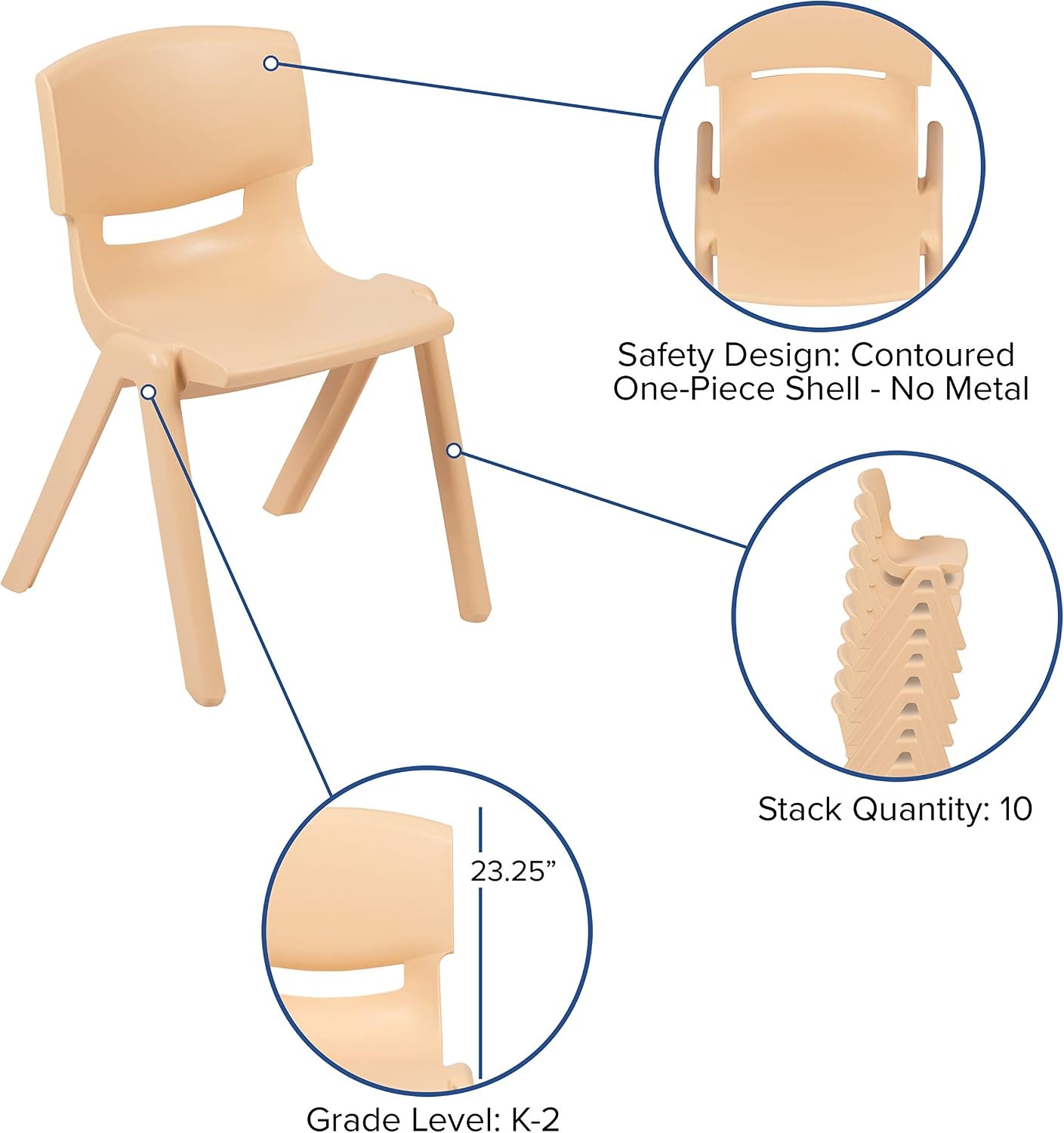 image:imageFlash Furniture Whitney 4 Pack Plastic Stackable School Chairs with 1325 Seat Height Assorted ColorsAssorted