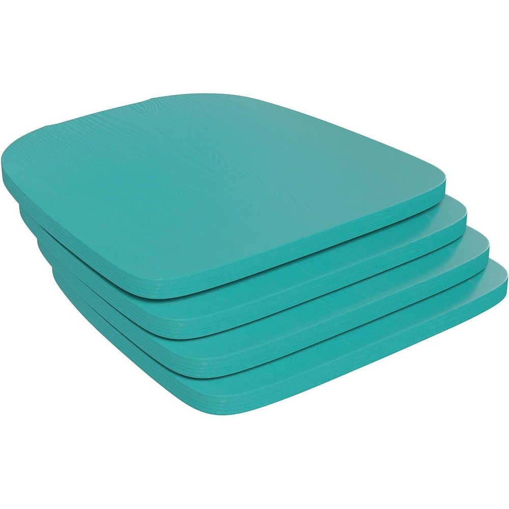 image:imageFlash Furniture Perry Set of 4 Poly Resin Wood Seat  Mint Polystyrene  Rounded Edges for Comfort  For Colorful Metal Chairs and Stools  IndoorOutdoorMint