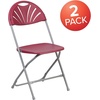 image:imageFlash Furniture 2 Pack HERCULES Series 650 lb Capacity White Plastic Fan Back Folding ChairBurgundy