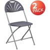 image:imageFlash Furniture 2 Pack HERCULES Series 650 lb Capacity White Plastic Fan Back Folding ChairCharcoal