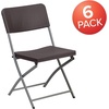image:imageFlash Furniture 2 Pack HERCULES Series Brown Rattan Plastic Folding Chair with Gray FrameSet of 6