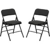 image:imageFlash Furniture 2 Pack HERCULES Series Curved Triple Braced amp Double Hinged Brown Patterned Fabric Metal Folding ChairBlack Patterned