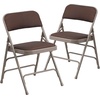 image:imageFlash Furniture 2 Pack HERCULES Series Curved Triple Braced amp Double Hinged Brown Patterned Fabric Metal Folding ChairBrown Patterned