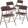 image:imageFlash Furniture 2 Pack HERCULES Series Curved Triple Braced amp Double Hinged Brown Patterned Fabric Metal Folding ChairBrown Patterned