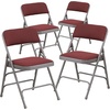 image:imageFlash Furniture 2 Pack HERCULES Series Curved Triple Braced amp Double Hinged Brown Patterned Fabric Metal Folding ChairBurgundy Patterned
