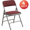 image:imageFlash Furniture 2 Pack HERCULES Series Curved Triple Braced amp Double Hinged Brown Patterned Fabric Metal Folding ChairBurgundy Patterned