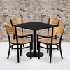 image:imageFlash Furniture 30 Square Black Laminate Table Set with 4 Wood Slat Back Metal Chairs  Natural Wood Seat