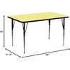 image:imageFlash Furniture 30W x 60L Rectangular Red Thermal Laminate Activity Table  Standard Height Adjustable LegsYellow