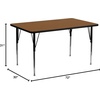 image:imageFlash Furniture 30W x 72L Rectangular Grey HP Laminate Activity Table  Standard Height Adjustable LegsOak