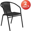 image:imageFlash Furniture 315 Glass Metal Table and 2 Black Rattan Bistro Chairs PatioRestaurant Stackable Dining Set