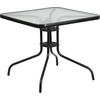 image:imageFlash Furniture 315 Glass Metal Table and 2 Black Rattan Bistro Chairs PatioRestaurant Stackable Dining Set