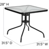 image:imageFlash Furniture 315 Glass Metal Table and 2 Black Rattan Bistro Chairs PatioRestaurant Stackable Dining Set