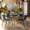 image:imageFlash Furniture 315 Round Glass Metal Table with 4 Black Metal Aluminum Slat Stack ChairsBlack