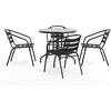 image:imageFlash Furniture 315 Round Glass Metal Table with 4 Black Metal Aluminum Slat Stack ChairsBlack