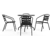 image:imageFlash Furniture 315 Round Glass Metal Table with 4 Black Metal Aluminum Slat Stack ChairsBlack
