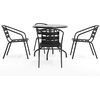 image:imageFlash Furniture 315 Round Glass Metal Table with 4 Black Metal Aluminum Slat Stack ChairsBlack
