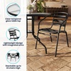 image:imageFlash Furniture 315 Round Glass Metal Table with 4 Black Metal Aluminum Slat Stack ChairsBlack