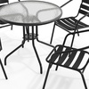 image:imageFlash Furniture 315 Round Glass Metal Table with 4 Black Metal Aluminum Slat Stack ChairsBlack
