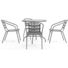image:imageFlash Furniture 315 Round Glass Metal Table with 4 Black Metal Aluminum Slat Stack ChairsSilver
