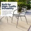 image:imageFlash Furniture 315 Round Glass Metal Table with 4 Black Metal Aluminum Slat Stack ChairsSilver