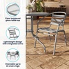 image:imageFlash Furniture 315 Round Glass Metal Table with 4 Black Metal Aluminum Slat Stack ChairsSilver