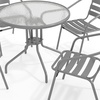 image:imageFlash Furniture 315 Round Glass Metal Table with 4 Black Metal Aluminum Slat Stack ChairsSilver