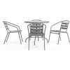 image:imageFlash Furniture 315 Round Glass Metal Table with 4 Black Metal Aluminum Slat Stack ChairsSilver