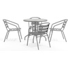 image:imageFlash Furniture 315 Round Glass Metal Table with 4 Black Metal Aluminum Slat Stack ChairsSilver
