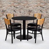 image:imageFlash Furniture 36 Round Black Laminate Table Set with 4 Wood Slat Back Metal Chairs  Black Vinyl Seat