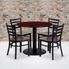 image:imageFlash Furniture 36 Round Mahogany Laminate Table Set with 4 Ladder Back Metal Chairs  Mahogany Wood Seat