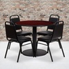 image:imageFlash Furniture 36 Round Mahogany Laminate Table Set with Round Base and 4 Black Trapezoidal Back Banquet ChairsMahogany TopBlack Vinyl Seat